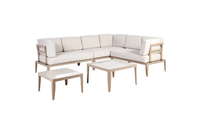 Loungegrupp Beliani Rima III Beige Beige - Puutarhakalusteet - Terassiryhmät - Sohvaryhmät ulos