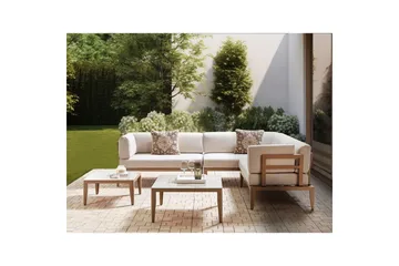 Loungegrupp Beliani Rima III Beige Beige - Puutarhakalusteet - Terassiryhmät - Sohvaryhmät ulos