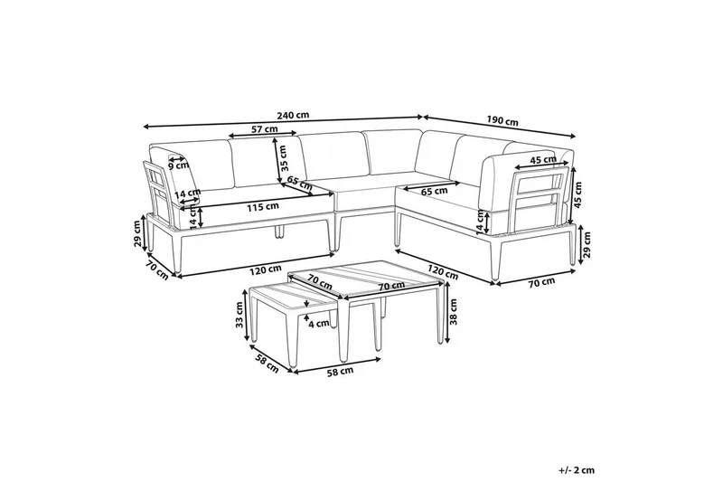 Loungegrupp Beliani Rima III Beige Grey||Beige - Puutarhakalusteet - Terassiryhmät - Sohvaryhmät ulos