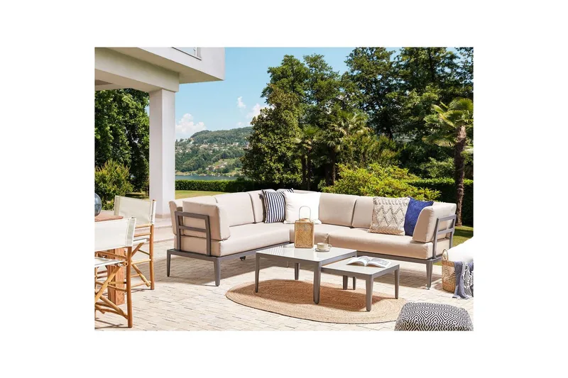 Loungegrupp Beliani Rima III Beige Grey||Beige - Puutarhakalusteet - Terassiryhmät - Sohvaryhmät ulos
