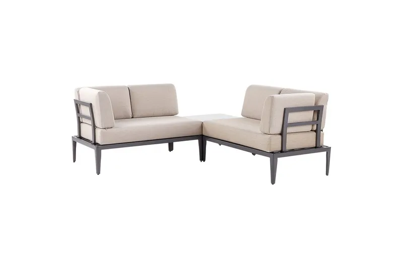 Loungegrupp Beliani Rima III Beige Grey||Beige - Puutarhakalusteet - Terassiryhmät - Sohvaryhmät ulos