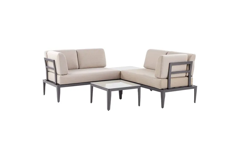 Loungegrupp Beliani Rima III Beige Grey||Beige - Puutarhakalusteet - Terassiryhmät - Sohvaryhmät ulos