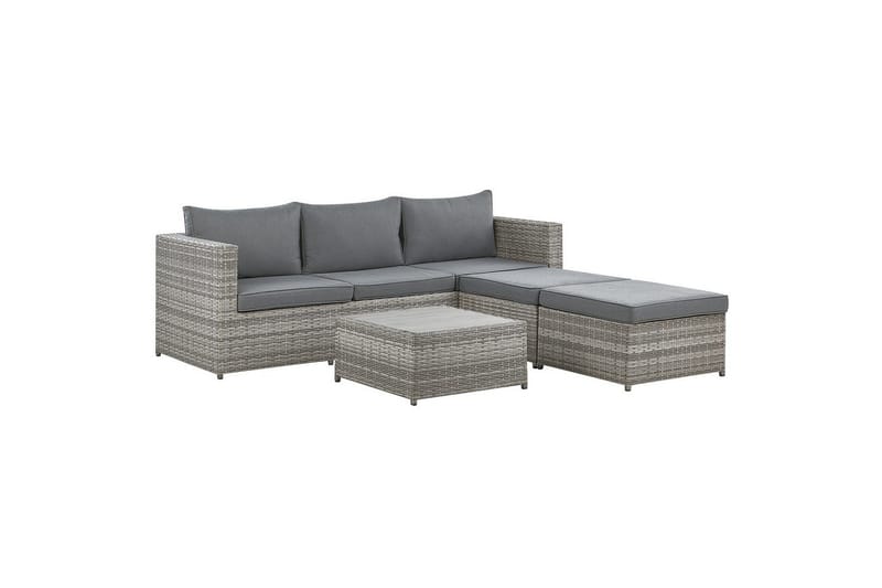 Loungegrupp Beliani Sabbia Grey - Puutarhakalusteet - Terassiryhmät - Sohvaryhmät ulos