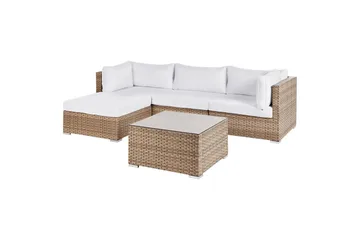 Loungegrupp Beliani Sano Grå, Högervänd Natural||White Left-faced - Puutarhakalusteet - Terassiryhmät - Sohvaryhmät ulos