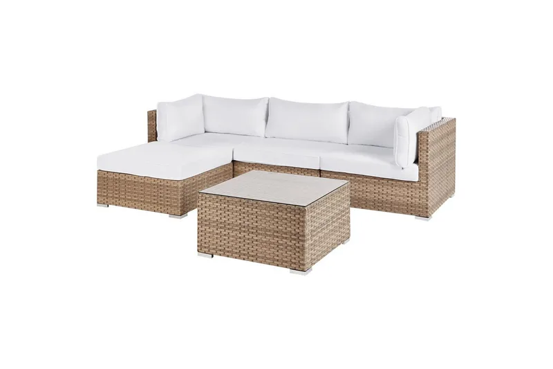 Loungegrupp Beliani Sano Grå, Högervänd Natural||White Left-faced - Puutarhakalusteet - Terassiryhmät - Sohvaryhmät ulos