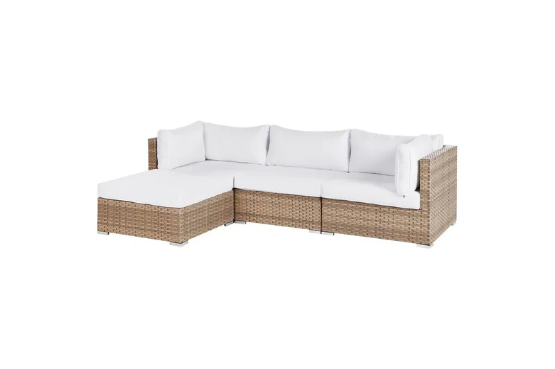 Loungegrupp Beliani Sano Grå, Högervänd Natural||White Left-faced - Puutarhakalusteet - Terassiryhmät - Sohvaryhmät ulos