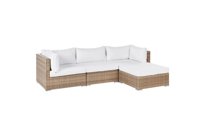 Loungegrupp Beliani Sano Grå, Högervänd NO_BRAND Natural||White Right-faced - Puutarhakalusteet - Terassiryhmät - Sohvaryhmät ulos