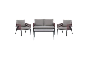 Loungegrupp Beliani Sciacca Grey||Black||Burgundy - Puutarhakalusteet - Terassiryhmät - Sohvaryhmät ulos