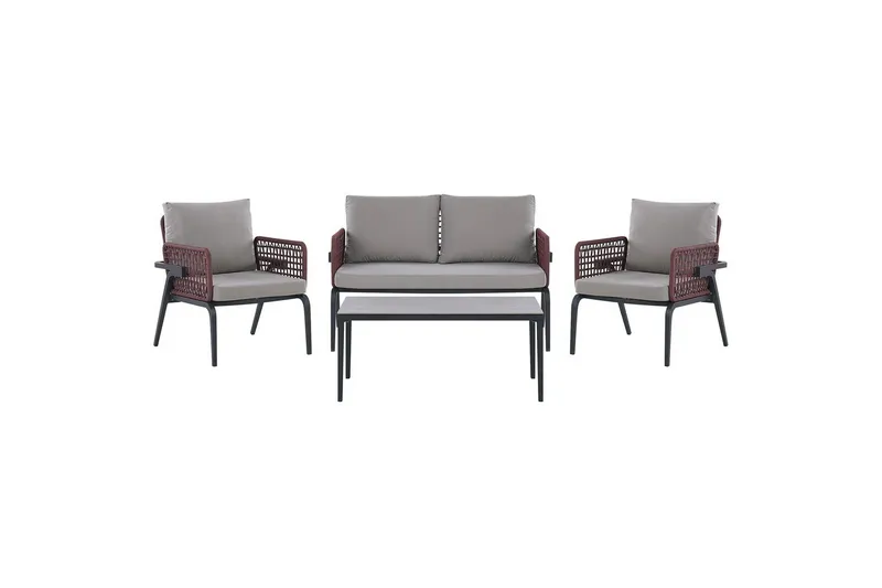 Loungegrupp Beliani Sciacca Grey||Black||Burgundy, undefined
