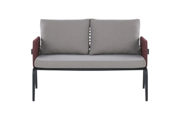 Loungegrupp Beliani Sciacca Grey||Black||Burgundy - Puutarhakalusteet - Terassiryhmät - Sohvaryhmät ulos