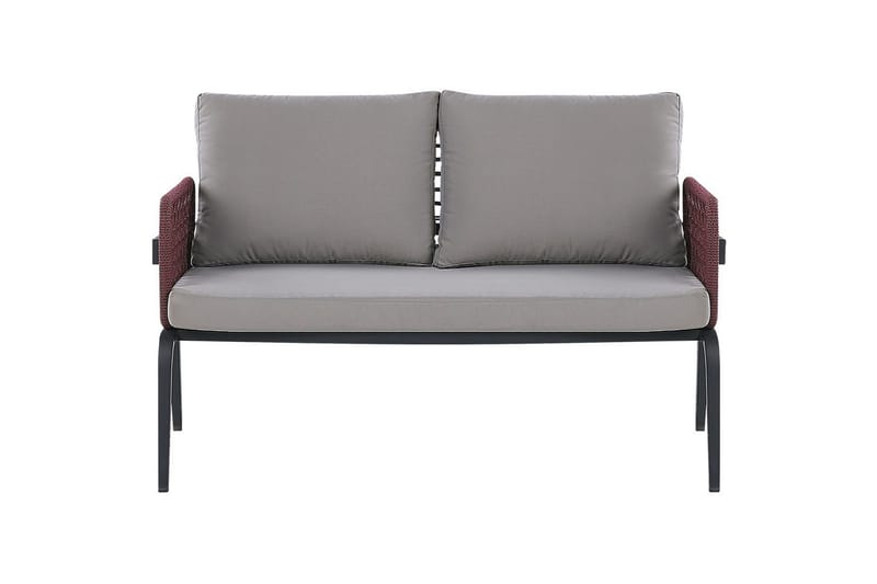Loungegrupp Beliani Sciacca Grey||Black||Burgundy - Puutarhakalusteet - Terassiryhmät - Sohvaryhmät ulos