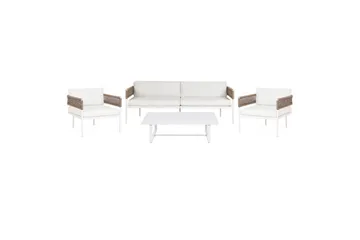 Loungegrupp Beliani Serla White||Beige - Puutarhakalusteet - Terassiryhmät - Sohvaryhmät ulos