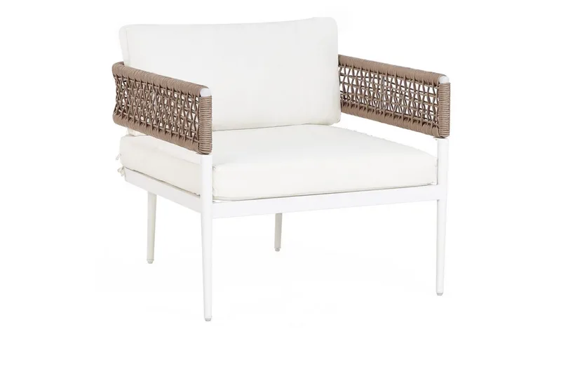 Loungegrupp Beliani Serla White||Beige - Puutarhakalusteet - Terassiryhmät - Sohvaryhmät ulos