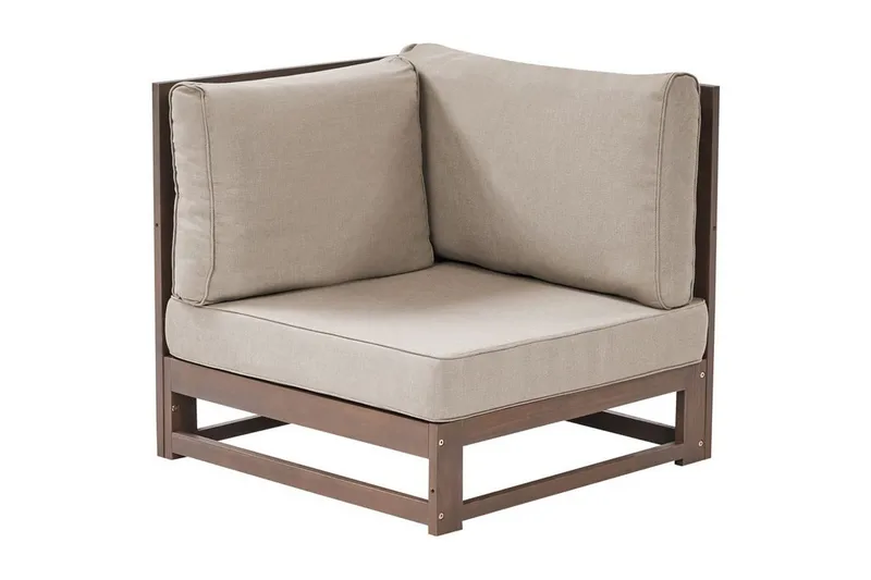 Loungegrupp Beliani Timor Ljus trä/beige, Ja, Högervänd Dark wood||Beige||Grey Right-faced - Puutarhakalusteet - Terassiryhmät - Sohvaryhmät ulos