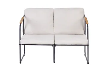 Loungegrupp Beliani Vezzana Beige/ljust trä/svart Beige||Light wood||Black - Puutarhakalusteet - Terassiryhmät - Sohvaryhmät ulos
