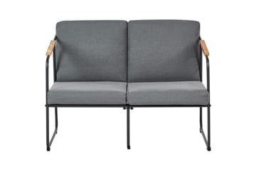 Loungegrupp Beliani Vezzana Beige/ljust trä/svart Grey||Light wood||Black - Puutarhakalusteet - Terassiryhmät - Sohvaryhmät ulos