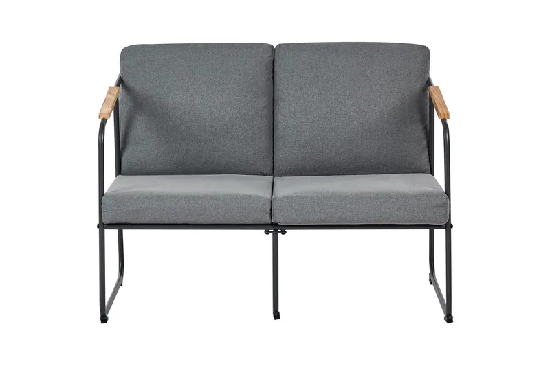 Loungegrupp Beliani Vezzana Beige/ljust trä/svart Grey||Light wood||Black - Puutarhakalusteet - Terassiryhmät - Sohvaryhmät ulos