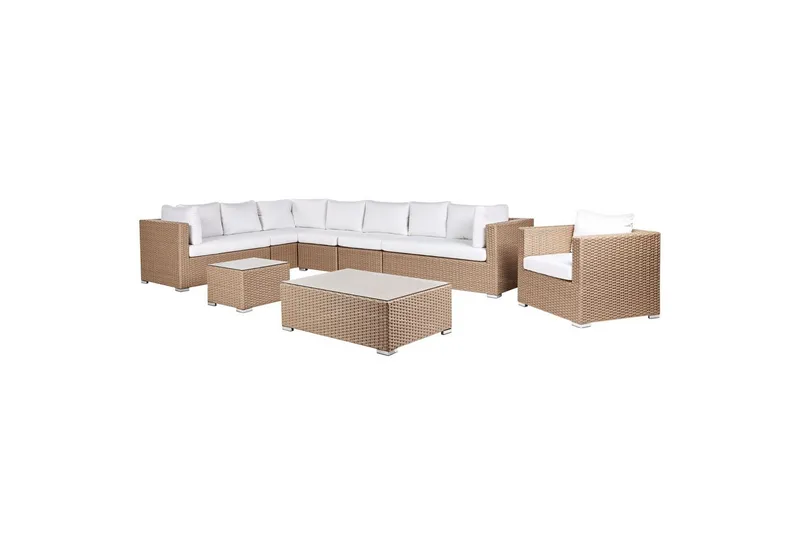 Loungegrupp Beliani XXL Beige/vit Beige||White - Puutarhakalusteet - Terassiryhmät - Sohvaryhmät ulos
