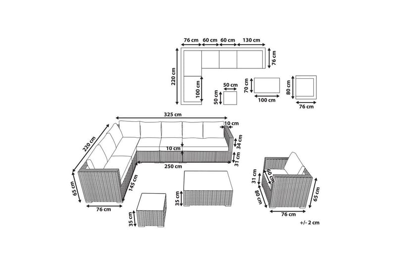 Loungegrupp Beliani XXL Beige/vit Beige||White - Puutarhakalusteet - Terassiryhmät - Sohvaryhmät ulos