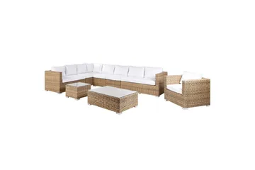 Loungegrupp Beliani XXL Beige/vit Brown||White - Puutarhakalusteet - Terassiryhmät - Sohvaryhmät ulos