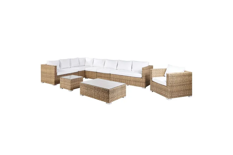 Loungegrupp Beliani XXL Beige/vit Brown||White - Puutarhakalusteet - Terassiryhmät - Sohvaryhmät ulos