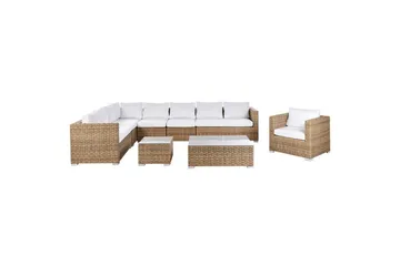 Loungegrupp Beliani XXL Beige/vit Brown||White - Puutarhakalusteet - Terassiryhmät - Sohvaryhmät ulos