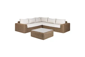 Loungegrupp Beliani Palermo Brun/grå Brown||White - Puutarhakalusteet - Terassiryhmät - Sohvaryhmät ulos