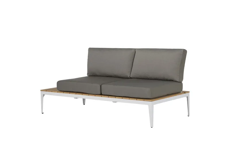 Loungegrupp Beliani Positano Grey||Light wood||White - Puutarhakalusteet - Terassiryhmät - Sohvaryhmät ulos