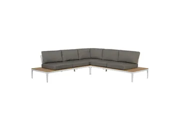 Loungegrupp Beliani Positano Grey||Light wood||White - Puutarhakalusteet - Terassiryhmät - Sohvaryhmät ulos