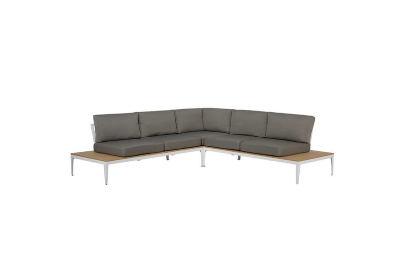 Loungegrupp Beliani Positano Grey||Light wood||White - Puutarhakalusteet - Terassiryhmät - Sohvaryhmät ulos