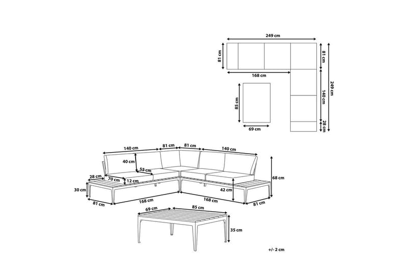 Loungegrupp Beliani Positano Grey||Light wood||White - Puutarhakalusteet - Terassiryhmät - Sohvaryhmät ulos