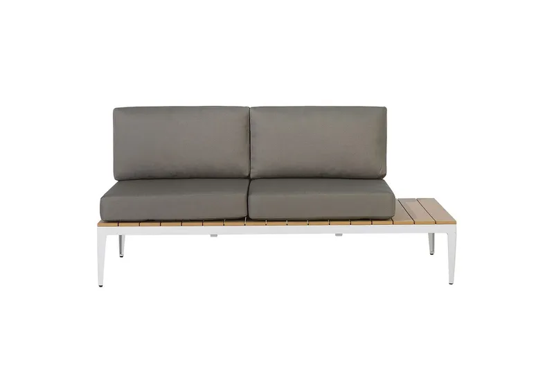 Loungegrupp Beliani Positano Grey||Light wood||White - Puutarhakalusteet - Terassiryhmät - Sohvaryhmät ulos