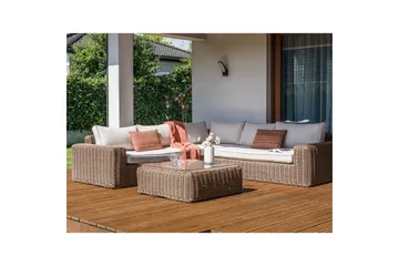 Loungegrupp Beliani Palermo Brun/grå Brown||White - Puutarhakalusteet - Terassiryhmät - Sohvaryhmät ulos