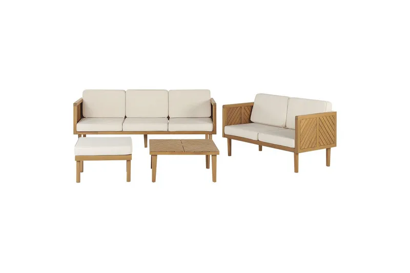 Loungegrupp med 2 sits soffa Beliani Baratti Light wood||Beige, undefined