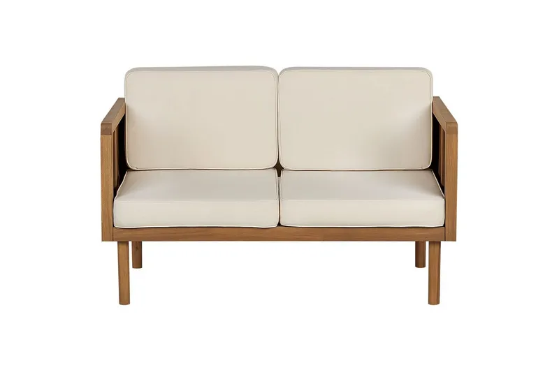 Loungegrupp med 2 sits soffa Beliani Baratti Light wood||Beige - Puutarhakalusteet - Terassiryhmät - Sohvaryhmät ulos