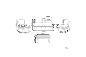 Loungegrupp med bord Beliani Accadia Light wood||Beige - Puutarhakalusteet - Terassiryhmät - Sohvaryhmät ulos