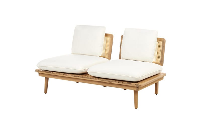 Loungegrupp med bord Beliani Accadia Light wood||Beige - Puutarhakalusteet - Terassiryhmät - Sohvaryhmät ulos