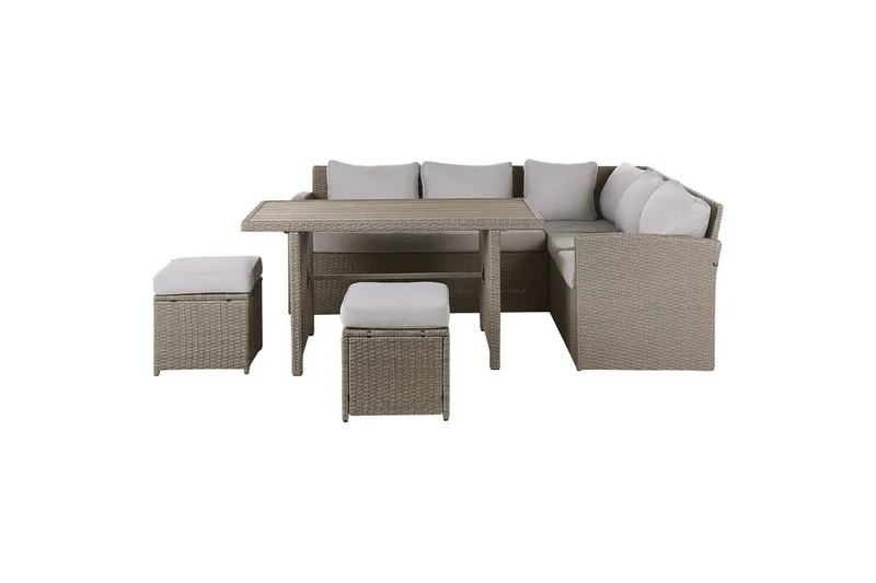Loungegrupp med bord Beliani Bardi Natur/grå/beige Natural||Grey||Beige, undefined