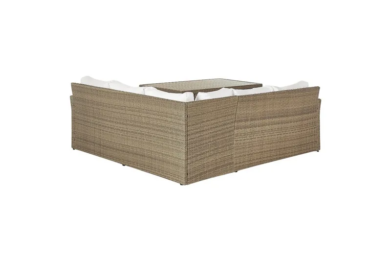 Loungegrupp med bord Beliani Bardi Natur/grå/beige White||Brown - Puutarhakalusteet - Terassiryhmät - Sohvaryhmät ulos