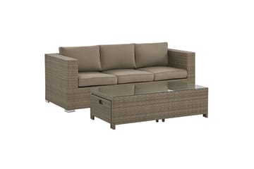 Loungegrupp med bord Beliani Belluno Brown||Silver - Puutarhakalusteet - Terassiryhmät - Sohvaryhmät ulos