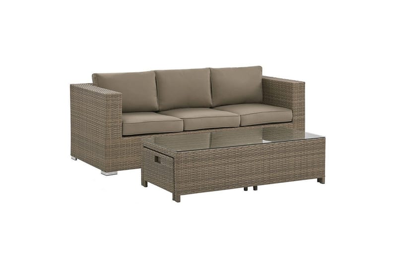 Loungegrupp med bord Beliani Belluno Brown||Silver - Puutarhakalusteet - Terassiryhmät - Sohvaryhmät ulos