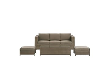 Loungegrupp med bord Beliani Belluno Brown||Silver - Puutarhakalusteet - Terassiryhmät - Sohvaryhmät ulos