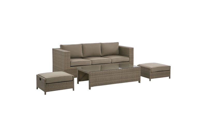 Loungegrupp med bord Beliani Belluno Brown||Silver - Puutarhakalusteet - Terassiryhmät - Sohvaryhmät ulos