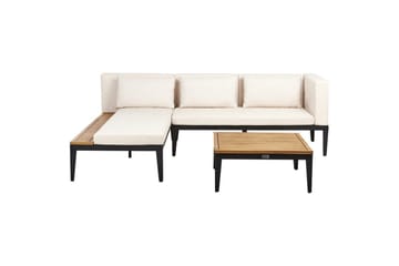 Loungegrupp med bord Beliani Bracciano 3-Sits Beige||Light wood||Black - Puutarhakalusteet - Terassiryhmät - Sohvaryhmät ulos