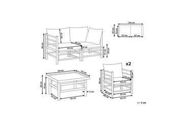 Loungegrupp med bord Beliani Cerreto Beige/ljust trä, 4-Sits White||Light wood - Puutarhakalusteet - Terassiryhmät - Sohvaryhmät ulos