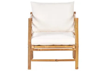 Loungegrupp med bord Beliani Cerreto Beige/ljust trä, 4-Sits White||Light wood - Puutarhakalusteet - Terassiryhmät - Sohvaryhmät ulos