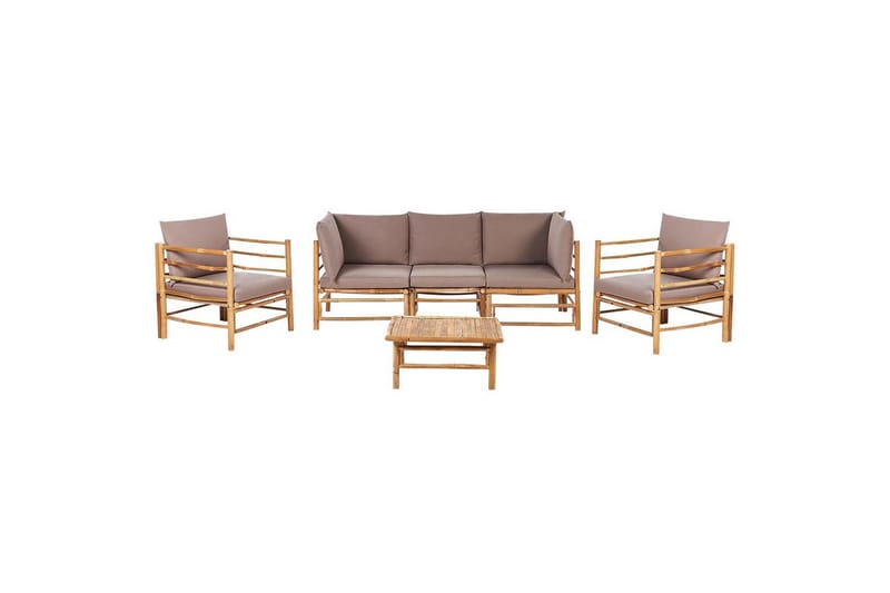 Loungegrupp med bord Beliani Cerreto Beige/ljust trä, 5-Sits Beige||Light wood