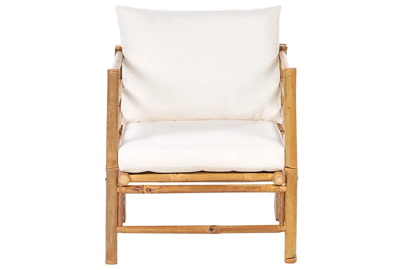 Loungegrupp med bord Beliani Cerreto Beige/ljust trä, 5-Sits White||Light wood - Puutarhakalusteet - Terassiryhmät - Sohvaryhmät ulos