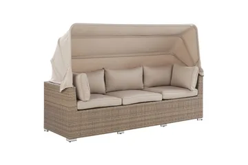 Loungegrupp med bord Beliani Coccolia Beige||Brown - Puutarhakalusteet - Terassiryhmät - Sohvaryhmät ulos