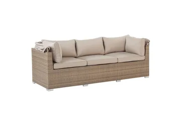 Loungegrupp med bord Beliani Coccolia Beige||Brown - Puutarhakalusteet - Terassiryhmät - Sohvaryhmät ulos